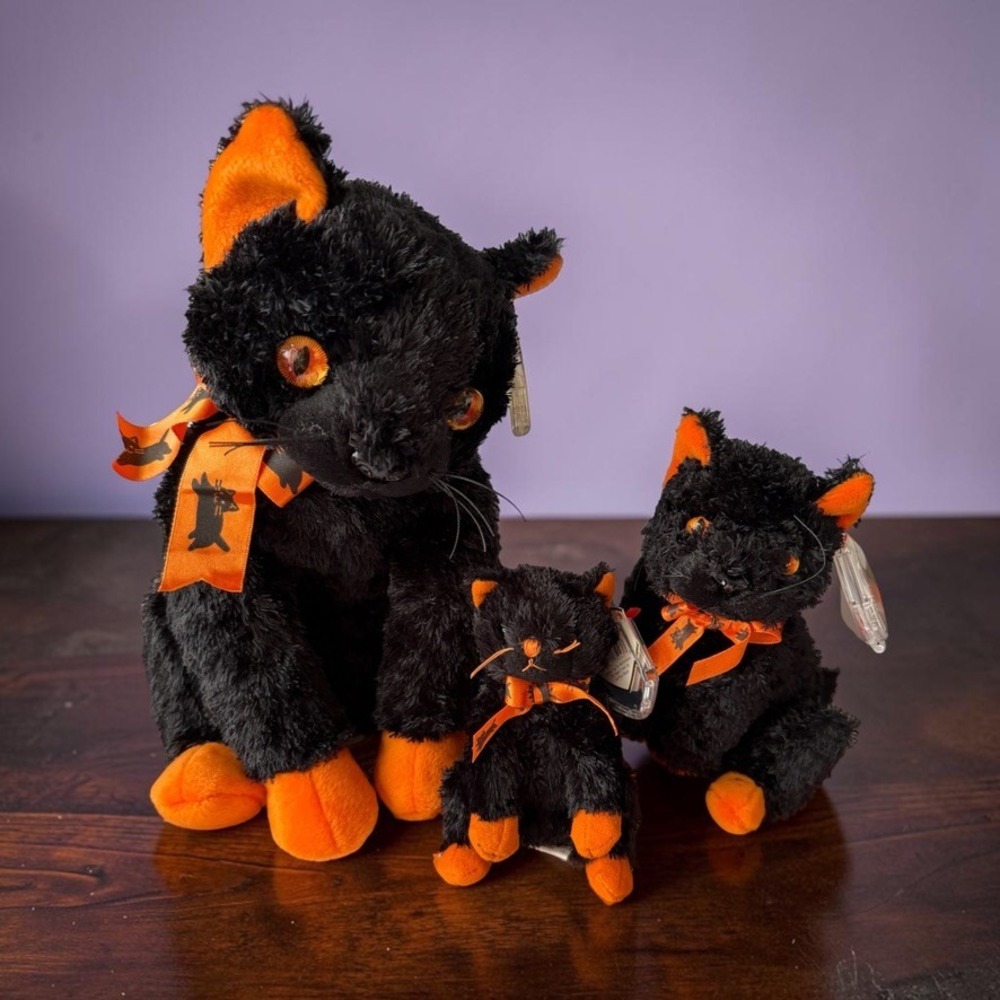 Fraidy Cat Family - Halloweenie, Beanie Babies, Buddy - Halloween Set of 3 MWMT